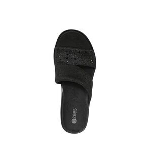 Bzees Womens Black Glitter Embellished Slide Sandals Comfort Slip On Shoes